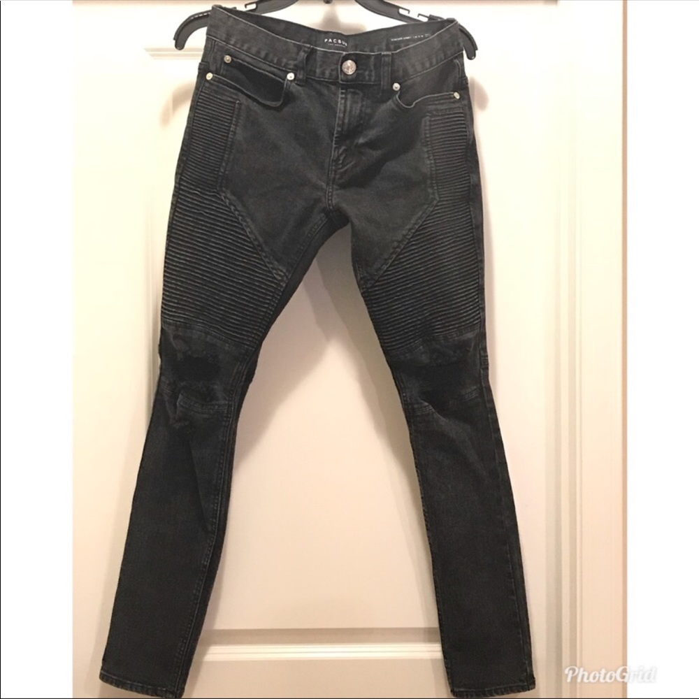 Pacsun acid washed skinny moto ripped jeans